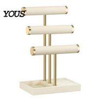 Jewelry Display Holder 3 Tier Velvet Organizer, T-shaped for Bracelet, Easy Assembly Organizer Necklaces Rings, & Earrings, Stand with Storage Tray balta