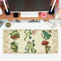 Cute Green Frog in a Pond Mouse Pad For Office Gaming And Keyboards Non-Slip Large Waterproof 30cmx60cm brown