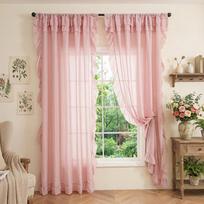 1 Panel Ruffle Window Curtain,Romantic Ruffle Curtains for Bedroom, Living room,or Dining Room Farmhouse Cottage Home Decortion W100 x H130cm 1 panel white