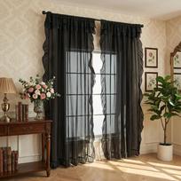 1 Panel Ruffle Window Curtain,Romantic Ruffle Curtains for Bedroom, Living room,or Dining Room Farmhouse Cottage Home Decortion W100 x H130cm 1 panel