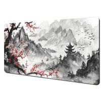 Japanese Cherry Blossom Design Large Mouse Pad Desk Mat Gaming Mats Antislip Durable Keypad Mouse Mat Landscape Mauspad Muismat 800x300x2mm gray