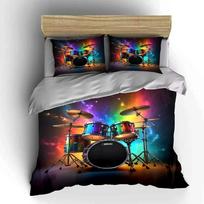 Rainbow Drum Set for Performance Multiple sizes kid's and adults' bedroom Exquisite 3PC bedding set gift EU Single 135*200cm/53x79in 3pcs black