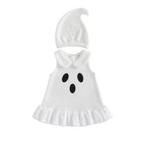 Citgeett Vasaros Helovino Vaikų Mergaičių Kostiumas Berankovis Moliūgo Cosplay Suknelė Kepurė Rudens Drabužiai 18-24m white