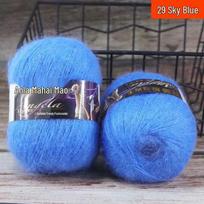 Angora Mohair Fine Medium Handknitted Yarn 42g Ball Sky blue