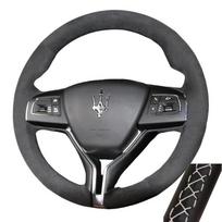 For Maserati Levante Ghibli Quattroporte 2014-2018 Hand Sewing Car Steering Wheel Cover Braid Soft Suede Leather Trim balta