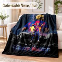 Custom Text Flannel Blanket Lamine Yamal Print Warm Cozy Blanket Home Sofa Bedding 100cmx150cm
