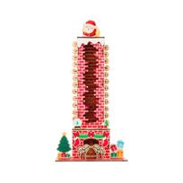 Wooden Christmas Advent Calendar with Chimney Countdown for Tabletop and Window Display Holiday Party Decoration One Size raudona
