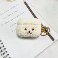 Plush Embroidered Soft Shell Case for AirPods Pro/1/2/3 AirPods 4/5 beige