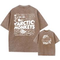 Retro roko Arctic Monkeys muzikos albumas Grafinis marškinėliai Vyriški vintažiniai skalbti negabaritiniai marškinėliai trumpomis rankovėmis Y2k hiphopo gatvės apranga S gray