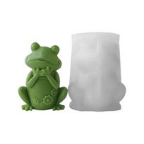 3D Frogs Silicone Molds Plasters Molds Cartoon Animal Candle Molds Ornament Epoxy Resin Molds Casting Molds gray