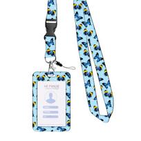 Butterfly Retractable Badge Reels & Name Card Holder with Lanyard for Student, Badge Holder with Retractable Reels Clip white