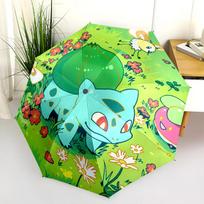 Pokémon Bulbasaur raštas, automatiškai susilankstantis skėtis, nešiojamas ir sulankstomas dizainas, 8 šonkauliai, kalėdinė arba gimtadienio dovana. green