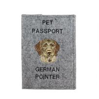 German Wirehaired Pointer - Dog passport case, document case, gift for the traveller from the Art-Dog brand pilka spalva