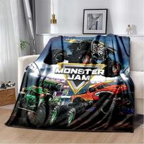 3D Monster Jam Monster Truck Animacinis Flanelinis Minkštas Mėtomas Antklodė Berniukų Miegamasis Sofa Lova Šiltas Mėtomas Antklodė Iškylos 100x150cm