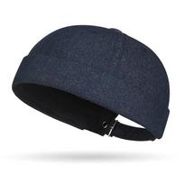 New Denim Docker Caps Summer Brimless Hat solid Color Sailor Cap Retro Men Adjustable Beanie Hats Unisex Streetwear Hip Hop Hat black