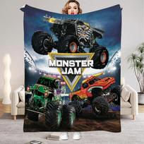 3D Monster Jam Monster Truck Cartoon Flannel Soft Throw Blanket Boys Bedroom Sofa Bed Warm Throw Blanket Picnic 130x150cm