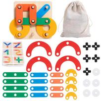Wooden Tic Tac Toe Puzzle For Kids With Diy Geometric Blocks Educational Toy beige
