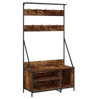 Clothes Rack with Shoe Shelf Smoked Oak Finish 100 x 41 x 184 cm