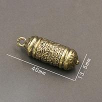 Hollow Brass Buddha Bottle Sutra Cylinder Pendant Keychain Necklace Jewelry Handmade Vintage Pill Box Container Bottle Keychains A brown