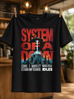 System Of A Down Cdmx Huge Red Stacked Lettering With Blue Stage Lights And May 27 Event Text Unisex All Tshirt S red
