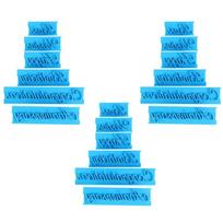 18PCS Script Letters Fondant Stamp Cutter Handle Back Blessing Words Cake Decorating Stamp Smooth Surface Non Stick mėlyna