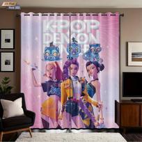 2pcs K-Pop Demon Hunters print blackout curtains multiple sizes living room and bedroom insulation decoration, easy to install 140x160&Grommet Top white
