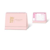Spiral Binding 2027 Desk Calendar Paper Standing Table Calendar Flip Calendar  Home Study Pink - L
