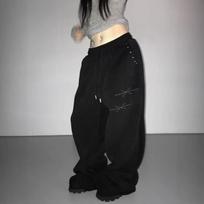 Women Korean Streetwear Wide Leg Sweatpants Baggy Oversized Rivet Pants Harajuku Grunge Joggers Trousers Acubi 2000s Clothes XL juoda