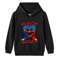 Vaikiškas 3D džemperis su gobtuvu Huggy Wuggy, užtraukiamas, Poppy Playtime 130cm juoda