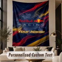 Custom Text Tapestry Red Bull Racing Print Wall Tapestry Indoor Living Room Wall Decor 180cmx230cm