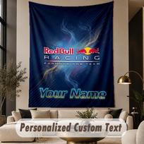Custom Text Tapestry Red Bull Racing Print Wall Tapestry Indoor Living Room Wall Decor 100cmx150cm