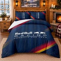 Printed 3Pcs Bedding Set Red Bull Racing Pattern Bed Sheet Pillowcase For Bedroom Decor 140cmx200cm