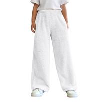 Kids Fashion Color Plush Casual Pants for Fall and Winter, Loose Fit Warm and Comfortable 130 balta