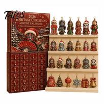 Seasonal Countdown Box Heritage Acrylic Advent Calendar, Decorative Hanging Ornament, Durable Lightweight Balcony Pendant Blind for Home Bedroom L beige