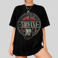 Retro Nirvana guitar t-shirt, Seattle rock band t-shirt 4XL black
