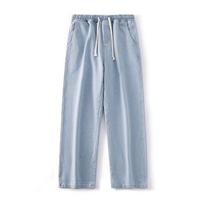 Vyriški džinsai plačiomis kojomis 2024 m. Y2K Baggy Oversized džinsinės kelnės Hip Hop Streetwear kelnės Vintažinės bėgimo kelnės raišteliai Džinsai Vyriški sportiniai kelnės 2XL šviesiai mėlyna spalva