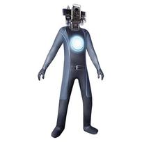 Skibidi Persirengimo Kostiumo Žaidimas Cosplay Garsiakalbio Žmogus TV Žmogus Kūno Kostiumas Kombinezonas Kaukė Cosplay Helovino Kostiumai Vyrams Vaikams 150 gray