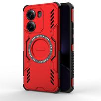 Magnetinis prabangus šarvuotas smūgiams atsparus dėklas Poco X7 Pro Capas prabangios spalvos kietas smūgiams atsparus apskritas magnetinis Xiaomi Poco X7 Pro Poco x7 pro raudona