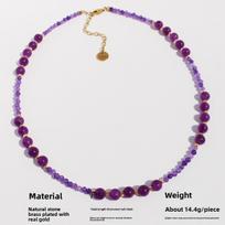 Noble Purple Natural Stone Beaded Necklace Premium Crystal Baroque Pearl Stacked Collarbone Chain gray