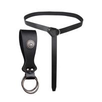 Renaissance Keyring Belt Skirt Hikes Set Medieval Pirate Belt Waistband Accessory Halloween Cosplay Costumes Women Men A black