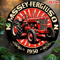 D Flat Vintage Massey Ferguson Tractor Aluminum Wall Sign  Retro Red Metal Decor with Est  Design Perfect for Home 20x20cm(8x8inch) red
