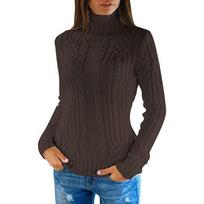 Autumn Winter Women Baggy Chunky Knitted Sweater Tops High Neck Long Warm Slim Pullovers Outwear XXXL black