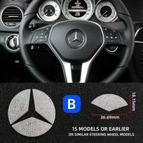 Automobilio vairo emblemos lipdukas Deimantiniai priedai Mercedes Benz AMG W205 W211 W212 W213 X253 W166 W167 W117 W247 W176 YX0 gray