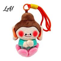 Plush Keychain for Bags Cute Buddha Keychain Dunhuang Style Pendant with Embroidered Colorful Woven Bracelet Details Soft Car Bag Charm Creative D red