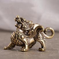 Antique Copper Chinese Mythical Beast Pixiu Miniature Figurines Ornaments Brass Lucky Animal Kirin Dragon Desktop Decorations black