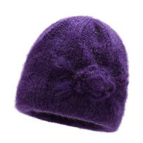 Šilta megzta kepurė Beanie Moterims Senjorams Žieminė kepurė Minkšta vilnos pamušalas Reguliuojamas Vienas dydis Purple blue