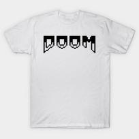 Asian Size Cotton Unisex Tshirt Print T-shirt Doom - Pixel Logo Ii T-shirt No-Cut Print Regular Fit 2XL (78-85kg) balta