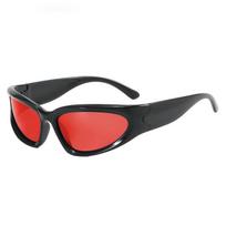 Sunglasses Highend Driving Mens Steampunk Uv And Glare Protection Glossy black frame red lens