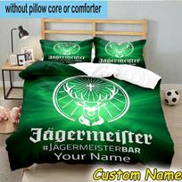 3pcs Custom Name Jager-meister Spirit Drink Bedding Set Includes 1 Duvet Cover & 2 Pillowcases for All Seasons Dormitory Home Decor Christmas gifts 135cmx200cm
