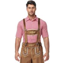 Tradicinės vokiškos Oktoberfest vyriškos alaus šventės odinės kelnės L brown